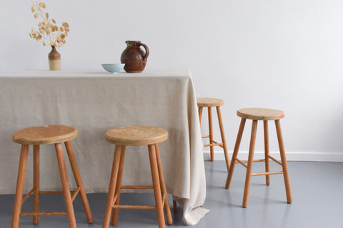 Set of Four Vintage Rustic Wooden Stools