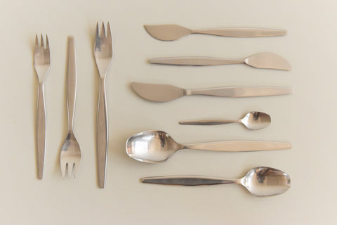Vintage 1950s Swedish 18 Piece Stainless Steel Focus Cutlery Set by Folke Arström for Gense