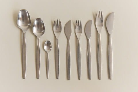 Vintage 1950s Swedish 18 Piece Stainless Steel Focus Cutlery Set by Folke Arström for Gense