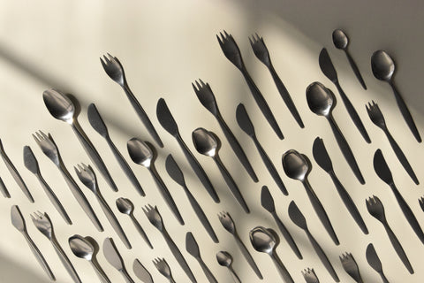 Vintage 1950s Swedish 18 Piece Stainless Steel Focus Cutlery Set by Folke Arström for Gense