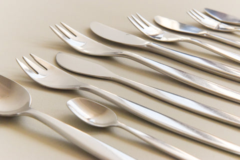 Vintage 1950s Swedish 44 Piece Stainless Steel Focus Cutlery Set by Folke Arström for Gense