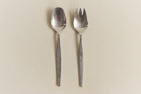 Vintage 1950s Swedish Stainless Steel Focus Salad Servers by Folke Arström for Gense