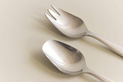 Vintage 1950s Swedish Stainless Steel Focus Salad Servers by Folke Arström for Gense