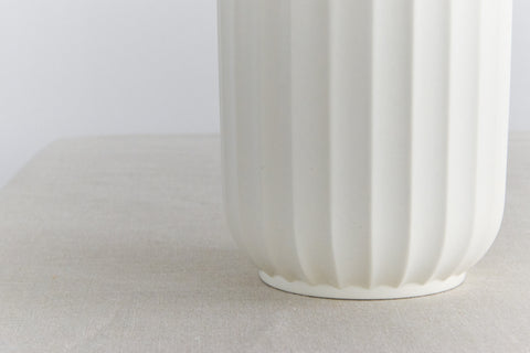 Vintage 1950s White Ribbed Vase by Jimmy Soper for Poole Pottery