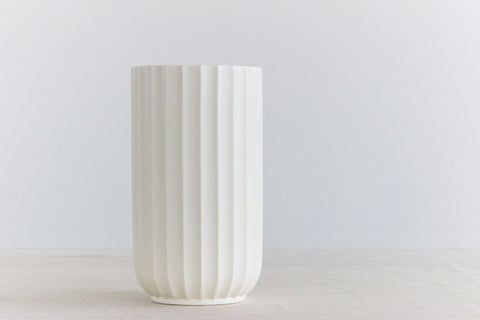 Vintage 1950s White Ribbed Vase by Jimmy Soper for Poole Pottery