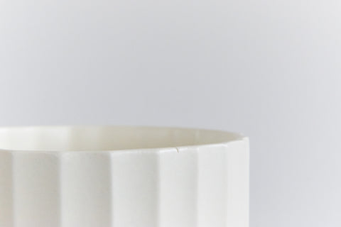 Vintage 1950s White Ribbed Vase by Jimmy Soper for Poole Pottery