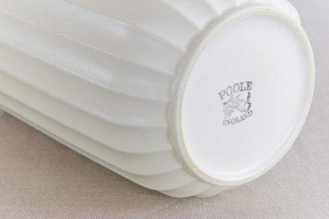 Vintage 1950s White Ribbed Vase by Jimmy Soper for Poole Pottery