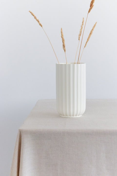 Vintage 1950s White Ribbed Vase by Jimmy Soper for Poole Pottery