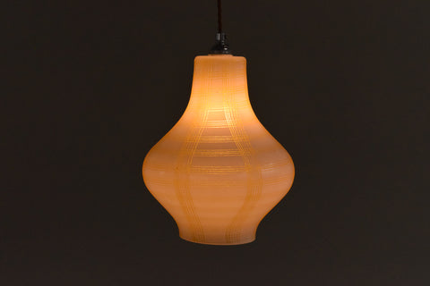 Vintage 1950s Yellow Patterned Glass Pendant Light Shade