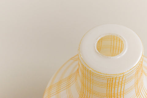 Vintage 1950s Yellow Patterned Glass Pendant Light Shade