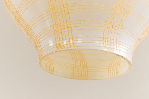 Vintage 1950s Yellow Patterned Glass Pendant Light Shade