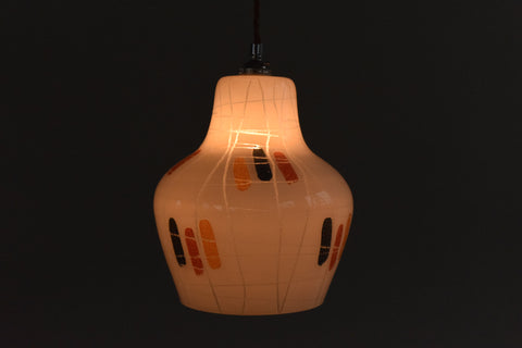 Vintage 1950s Patterned Glass Pendant Light Shade