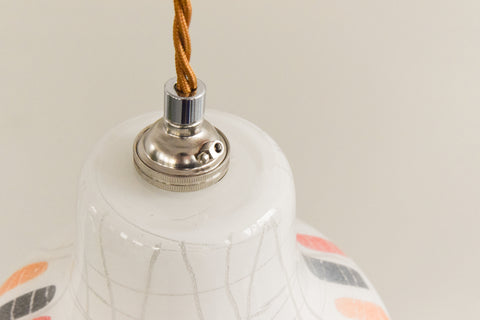 Vintage 1950s Patterned Glass Pendant Light Shade