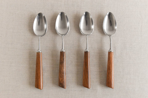 Vintage 1960s 21 Piece Walnut & Stainless Steel Cutlery Set by Mills Moore