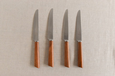 Vintage 1960s 21 Piece Walnut & Stainless Steel Cutlery Set by Mills Moore