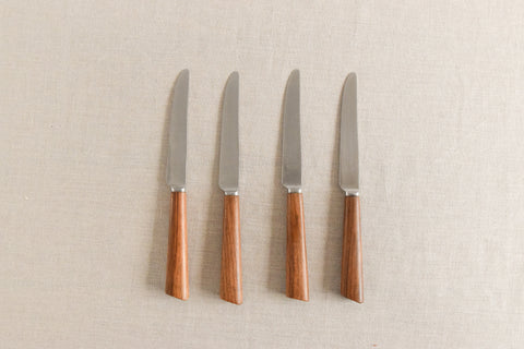 Vintage 1960s 21 Piece Walnut & Stainless Steel Cutlery Set by Mills Moore