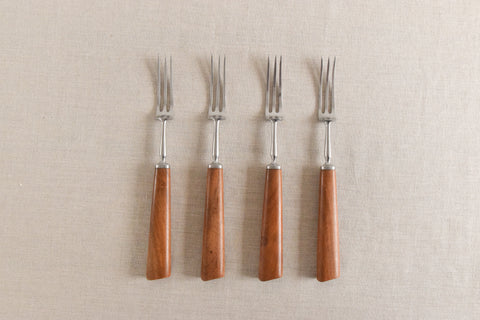 Vintage 1960s 21 Piece Walnut & Stainless Steel Cutlery Set by Mills Moore