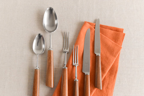Vintage 1960s 21 Piece Walnut & Stainless Steel Cutlery Set by Mills Moore
