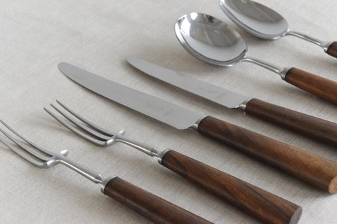 Vintage 1960s 36 Piece Walnut & Stainless Steel Cutlery Set by Mills Moore