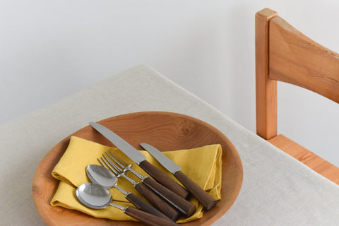 Vintage 1960s 36 Piece Walnut & Stainless Steel Cutlery Set by Mills Moore