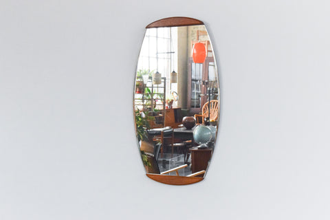 Vintage 1960s Bevelled Wall Mirror with Teak Panels