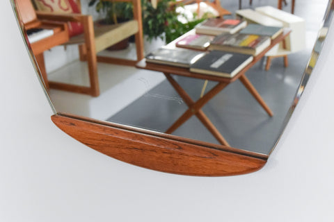Vintage 1960s Bevelled Wall Mirror with Teak Panels