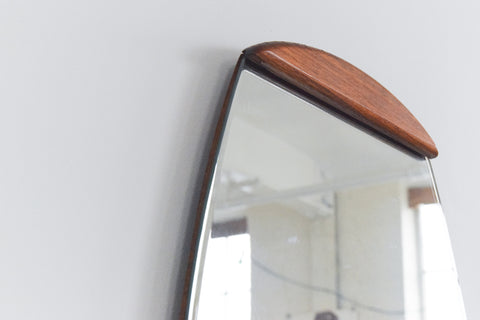 Vintage 1960s Bevelled Wall Mirror with Teak Panels