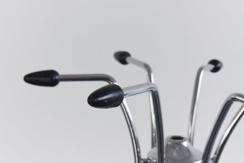 Vintage 1960s Black and Silver Hago Atomic Free Standing Coat Stand
