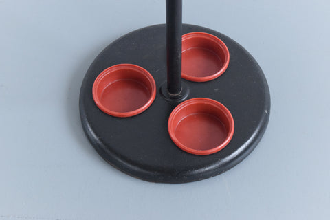 Vintage 1960s Red and Black Hago Products LTD Atomic Free Standing Coat, Hat and Umbrella Stand