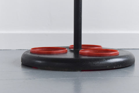 Vintage 1960s Red and Black Hago Products LTD Atomic Free Standing Coat, Hat and Umbrella Stand