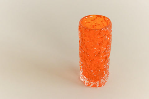 Vintage 1960s Tangerine Bark Vase by Geoffrey Baxter for Whitefriars