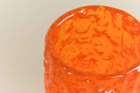 Vintage 1960s Tangerine Bark Vase by Geoffrey Baxter for Whitefriars