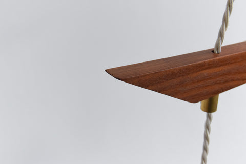 Vintage 1960s Teak and Frosted Glass Double Pendant Chandelier