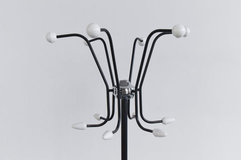 Vintage 1960s White and Black Hago Atomic Free Standing Coat Stand