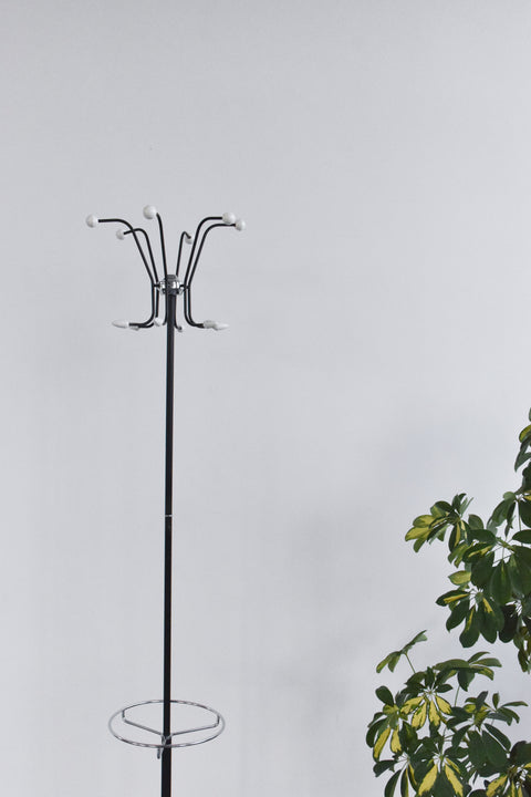 Vintage 1960s White and Black Hago Atomic Free Standing Coat Stand