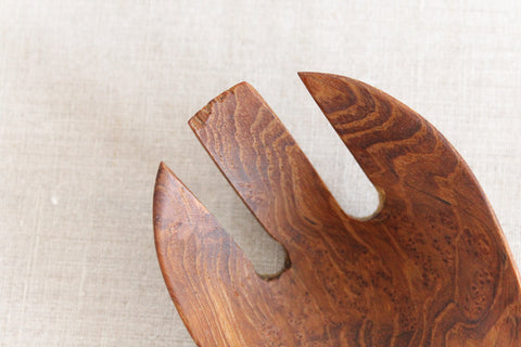 Vintage 1960s Wooden Salad Serving Spoon and Fork Set