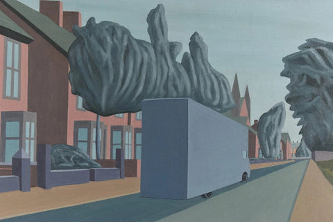 Vintage 1967 Original Large Framed Oil Painting by Ken Watts 'Bede Burn Road Jarrow'