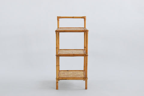 Vintage 3 Tier Bamboo and Wicker Shelf Unit / Bedside Table