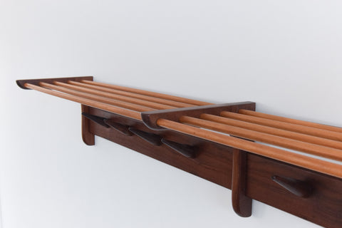 Vintage Afrormosia Wall Coat Rack by John Herbert for A. Younger Ltd
