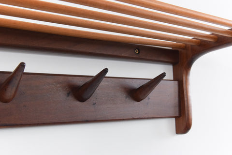Vintage Afrormosia Wall Coat Rack by John Herbert for A. Younger Ltd