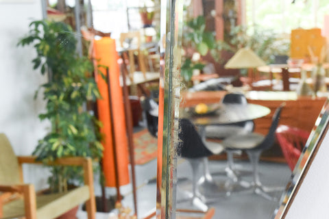 Vintage Art Deco Fan Shaped Frameless Bevelled Wall Mirror