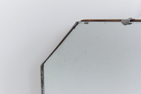Vintage Art Deco Mirror with Silver Chrome Finial and Octagonal Shape