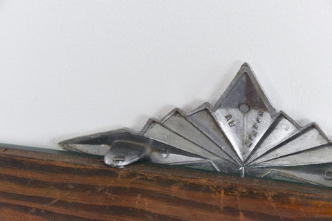 Vintage Art Deco Mirror with Silver Chrome Finial and Octagonal Shape