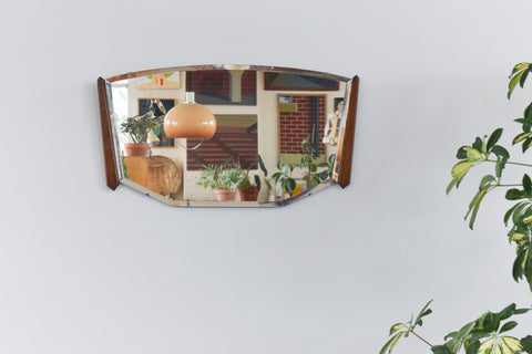 Vintage Art Deco Mirror with Wooden Panels