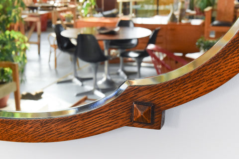 Vintage Arts and Crafts Oak Framed Mirror