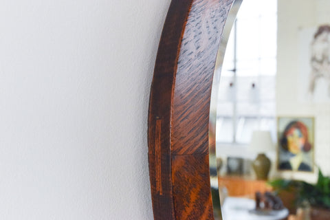 Vintage Arts and Crafts Oak Framed Mirror