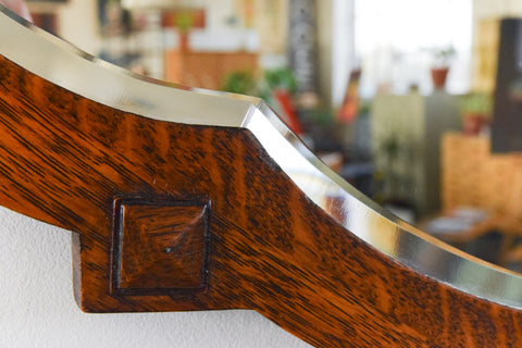 Vintage Arts and Crafts Oak Framed Mirror