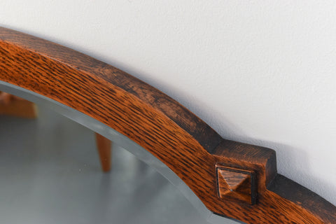 Vintage Arts and Crafts Oak Framed Mirror