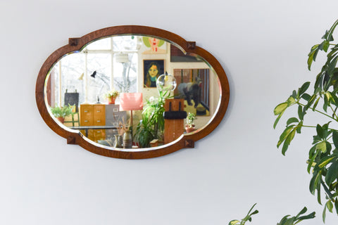 Vintage Arts and Crafts Oak Framed Mirror