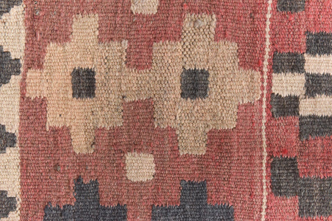 Vintage Aztec Patterned Geometric Wool Kilim Rug